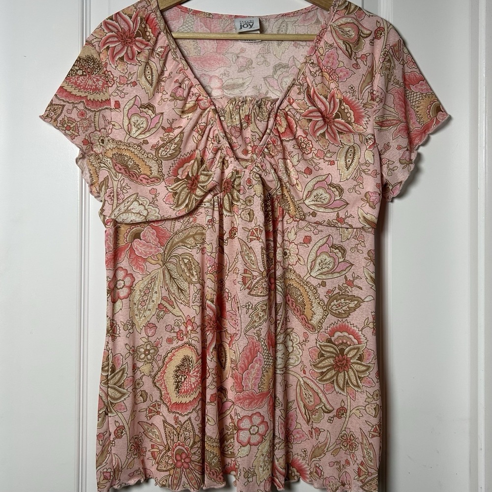 Bundle of Joy Vintage Y2K Pink Paisley Floral Flutter Sleeve Maternity Blouse